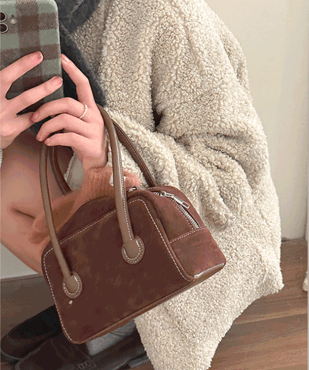 스티치 벨벳 토트 숄더백 3color (크로스백 가능) 미니 손가방